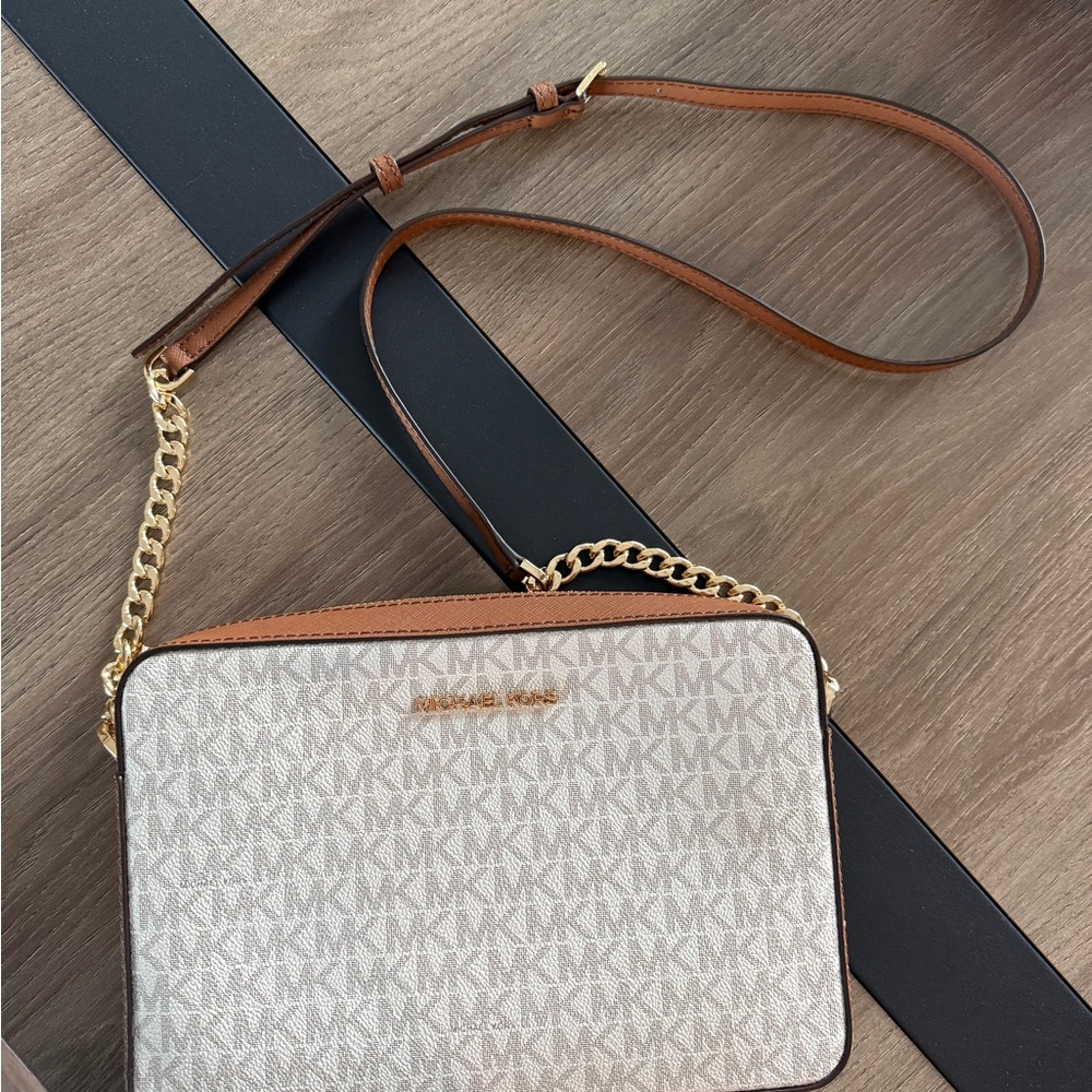 Michael Kors Beige and Brown Crossbody Bag